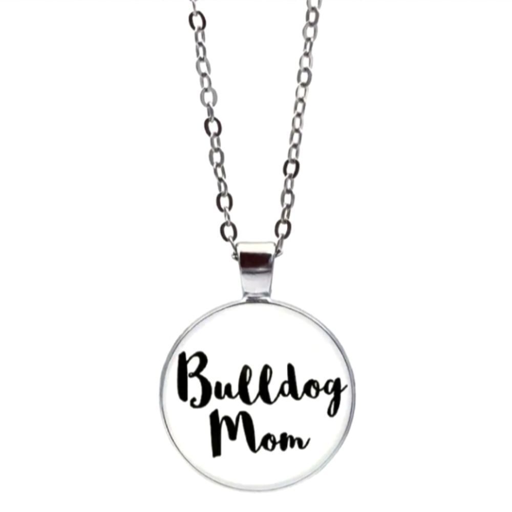 Vintage Silvery Bulldog Mom Lover Necklace